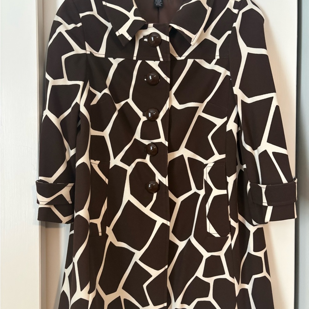 INC International Concepts Brown and Cream Patterned Blazer